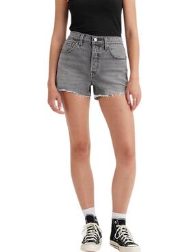 Kurze Levis 501 Original graue Shorts für Damen