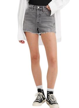 Kurze Levis 501 Original graue Shorts für Damen