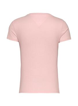 T-shirt Tommy Jeans Essential Logo in Rosa für Damen