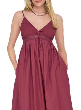 Kleid Only Briar in Burgunderrot für Frauen
