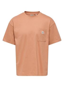 T-shirt Only and Sons King Loose in orange für Männer.