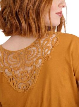 T-shirt Naf Naf Spitze orange für Frauen