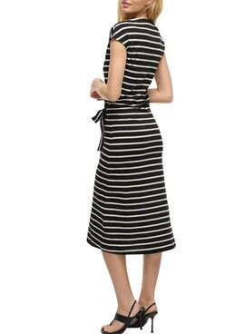 Kleid Vila Vipompia Streifen Schwarz für Frauen
