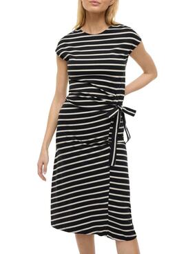 Kleid Vila Vipompia Streifen Schwarz für Frauen