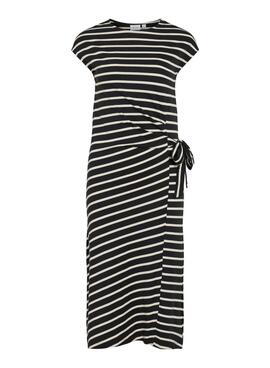Kleid Vila Vipompia Streifen Schwarz für Frauen