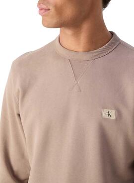 Hoodie Calvin Klein Label braun für Herren