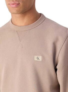 Hoodie Calvin Klein Label braun für Herren