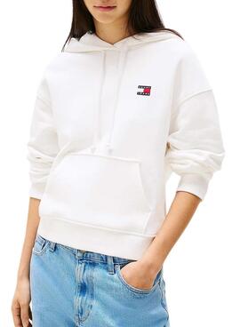 Tommy Jeans Badge Sweatshirt in Weiß für Damen