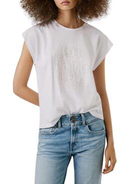 T-Shirt Pepe Jeans Aza in Weiß für Frauen.