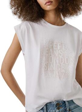 T-Shirt Pepe Jeans Aza in Weiß für Frauen.