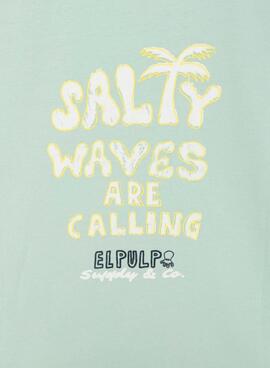 T-shirt Der Octopus Salty Waves Türkis für Herren.