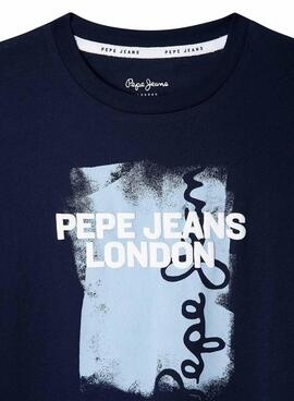 T-Shirt Pepe Jeans Alex in Marineblau für Kinder.