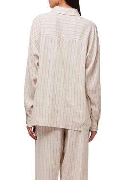 Bluse Pieces Pia Oversize in Beige für Damen