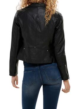 Only Gemma Kunstleder Schwarze Damenjacke
