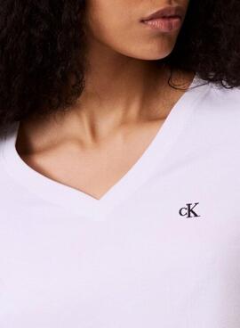T-Shirt Calvin Klein Jeans Monogramm weiß für Damen.