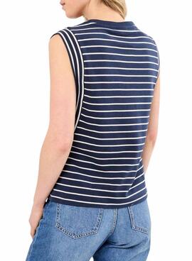 T-shirt Vila Viveriana in Dunkelblau und Weiß für Frauen