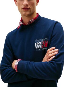 Sweatshirt Tommy Jeans Flag in Marineblau für Herren