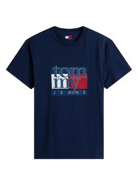 Tommy Jeans Flag Slim T-Shirt in dunkelblau für Herren