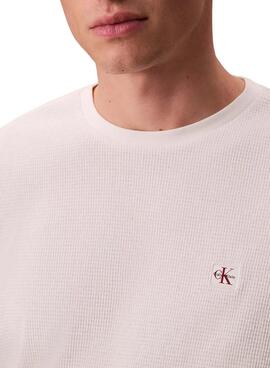 T-Shirt Calvin Klein Jeans Waffle Badge Weiß für Herren