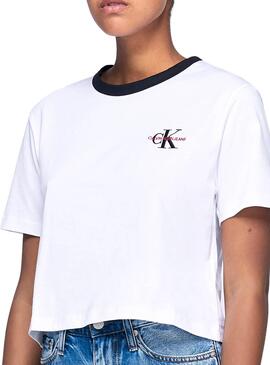 T-Shirt Calvin Klein Monogram Embroidery Weiß
