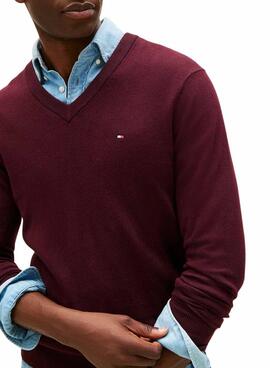 Kaschmir-Pullover von Tommy Hilfiger in Bordeauxrot für Herren.