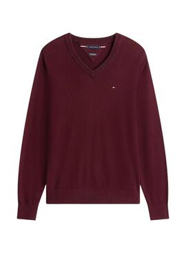 Kaschmir-Pullover von Tommy Hilfiger in Bordeauxrot für Herren.