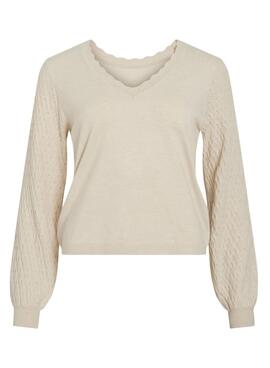 Vila Viemi Jersey beige für Damen, umkehrbar.