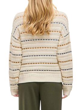Vila Vimarian gestreiften beige Jersey für Damen