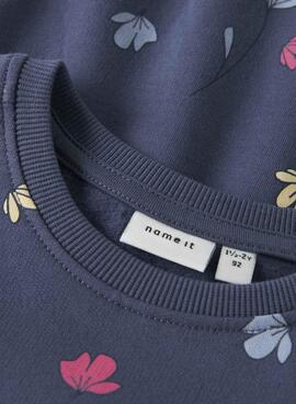 Sweatshirt Name It Nula Blumen Marine für Mädchen