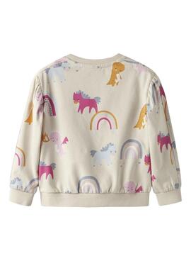Sudadera Name It Nula Einhorn beige für Mädchen