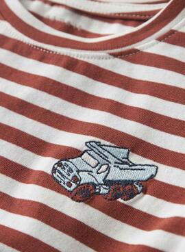 T-shirt Name It Nitu gestreift granatrot für Jungen.