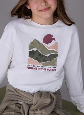 T-shirt Mayoral grafica weiß für Mädchen