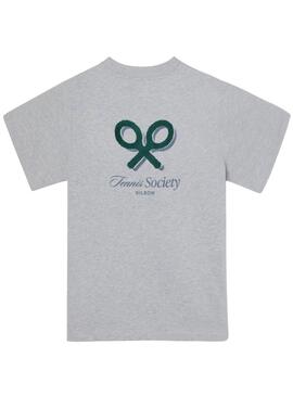 Graues Silbon Tennis Society T-Shirt für Männer