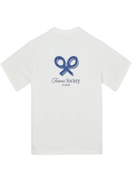 T-Shirt Silbon Tennis Society weiß für Herren