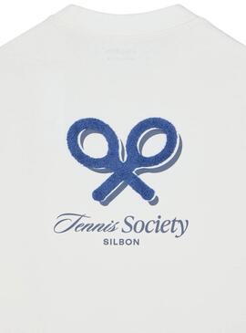 T-Shirt Silbon Tennis Society weiß für Herren