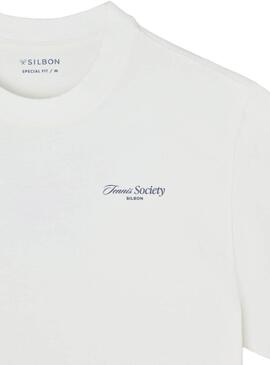 T-Shirt Silbon Tennis Society weiß für Herren
