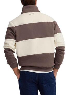 Pullover Silbon braun und beige gestreift für Männer