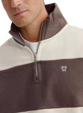 Pullover Silbon braun und beige gestreift für Männer