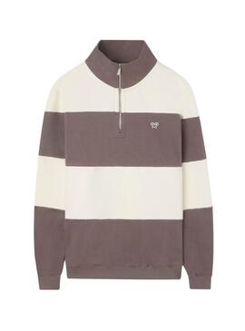 Pullover Silbon braun und beige gestreift für Männer