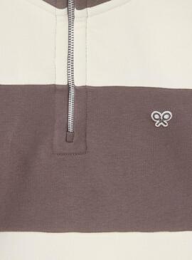 Pullover Silbon braun und beige gestreift für Männer