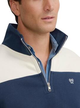 Sudadera Silbon Streifenblau und beige für Männer