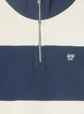 Sudadera Silbon Streifenblau und beige für Männer