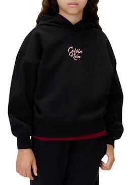 Sudadera Calvin Klein Script Logo Schwarz für Mädchen.