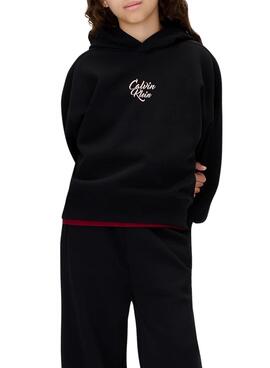 Sudadera Calvin Klein Script Logo Schwarz für Mädchen.