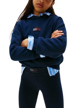 Leggings Tommy Hilfiger eng anliegendes Rhine-Logo in Marineblau für Mädchen.