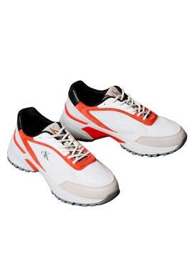 Turnschuhe Calvin Klein Jeans Hike Runner weiß und orange für Herren