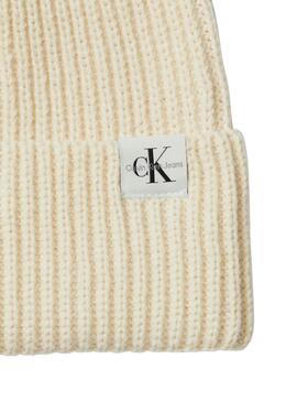 Mütze Calvin Klein Monogramm Rippe beige für Kinder