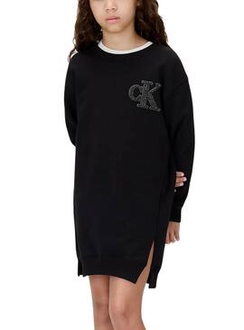 Kleid Calvin Klein Towling Monogramm schwarz Mädchen