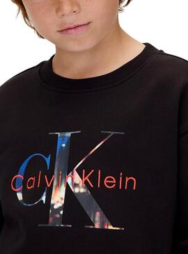 Sweatshirt Calvin Klein mit schwarzem Logo-Foto für Kinder.
