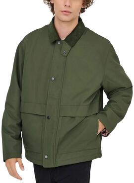 Herrenjacke Only and Sons Kosmo in Grün.